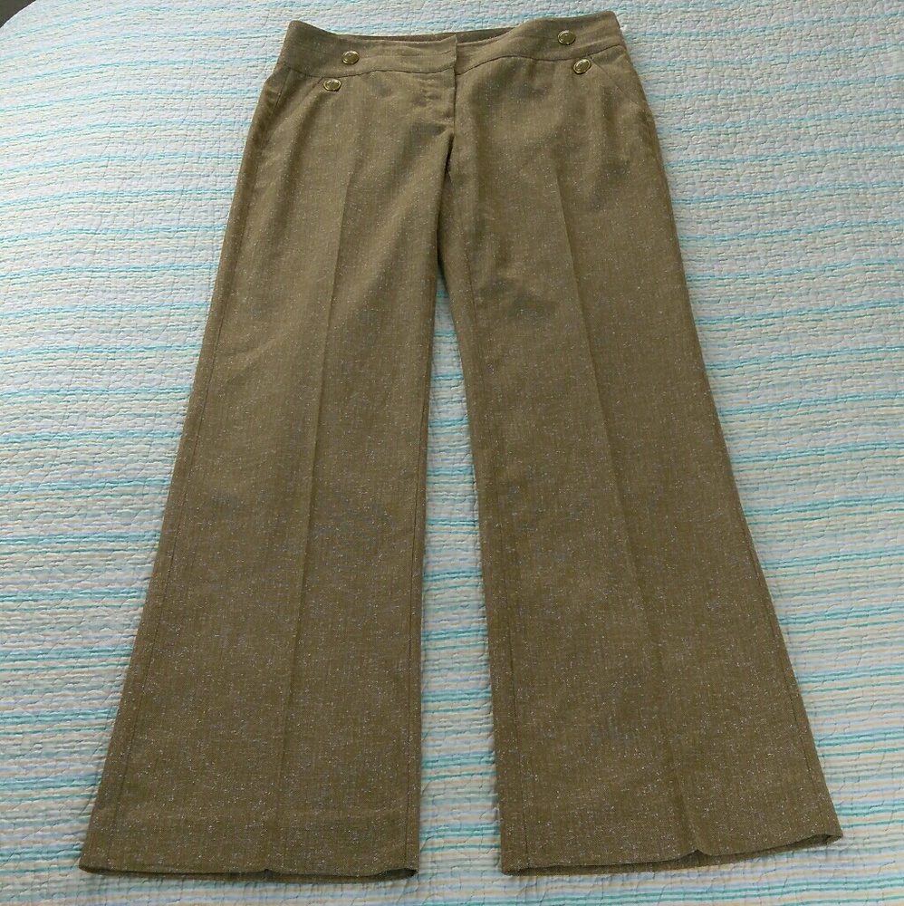 CAbi Sz 6 Tan Brown Tweed Trouser Sailor Pants